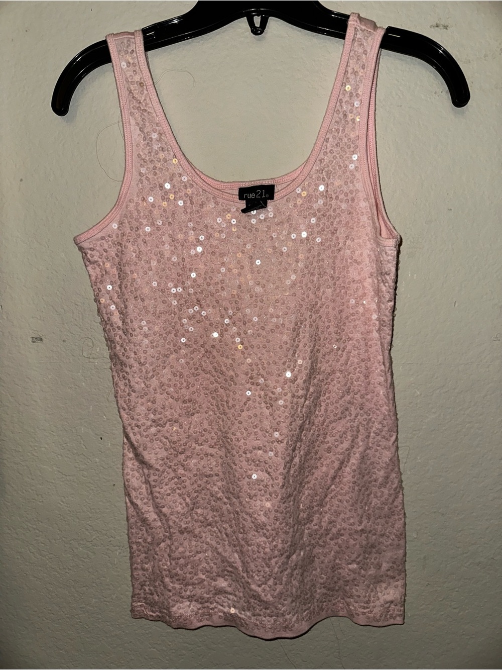 Rue21 vintage Y2K baby pink sparkle tank top size large